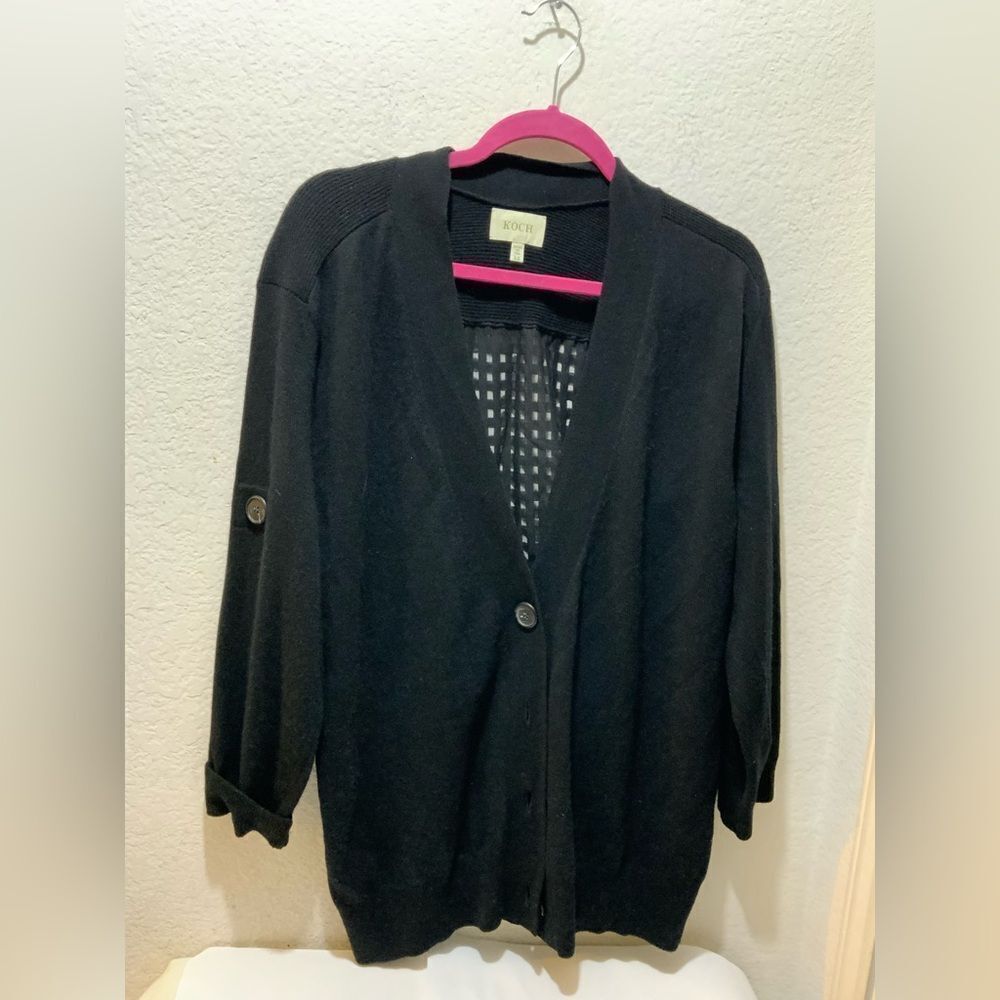 KOCH Black Window Pane oversized Top Size XS wool & cashmere